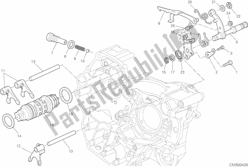Toutes les pièces pour le Came De Changement De Vitesse - Fourche du Ducati Hypermotard Hyperstrada Brasil 821 2014